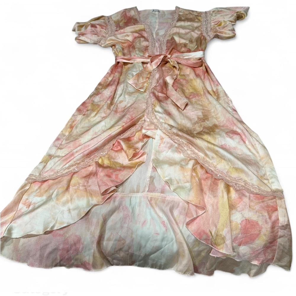 Free people moonbeam washed Robe with Pink and Cream Tones size XS